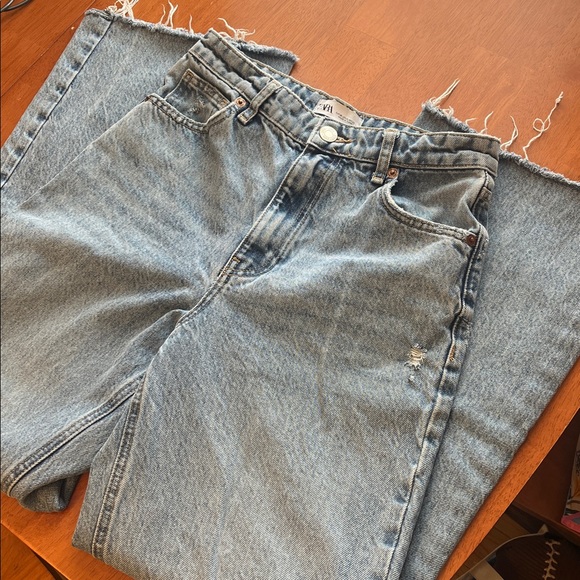 Zara Denim - Zara Light Wash Distressed Wide Leg Jeans Sz 4